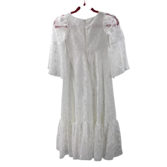 FLOWER GIRL PARTY SZ 10-11 Y white burnout half sleeve tiered dress NEW b82 - Picture 2 of 7